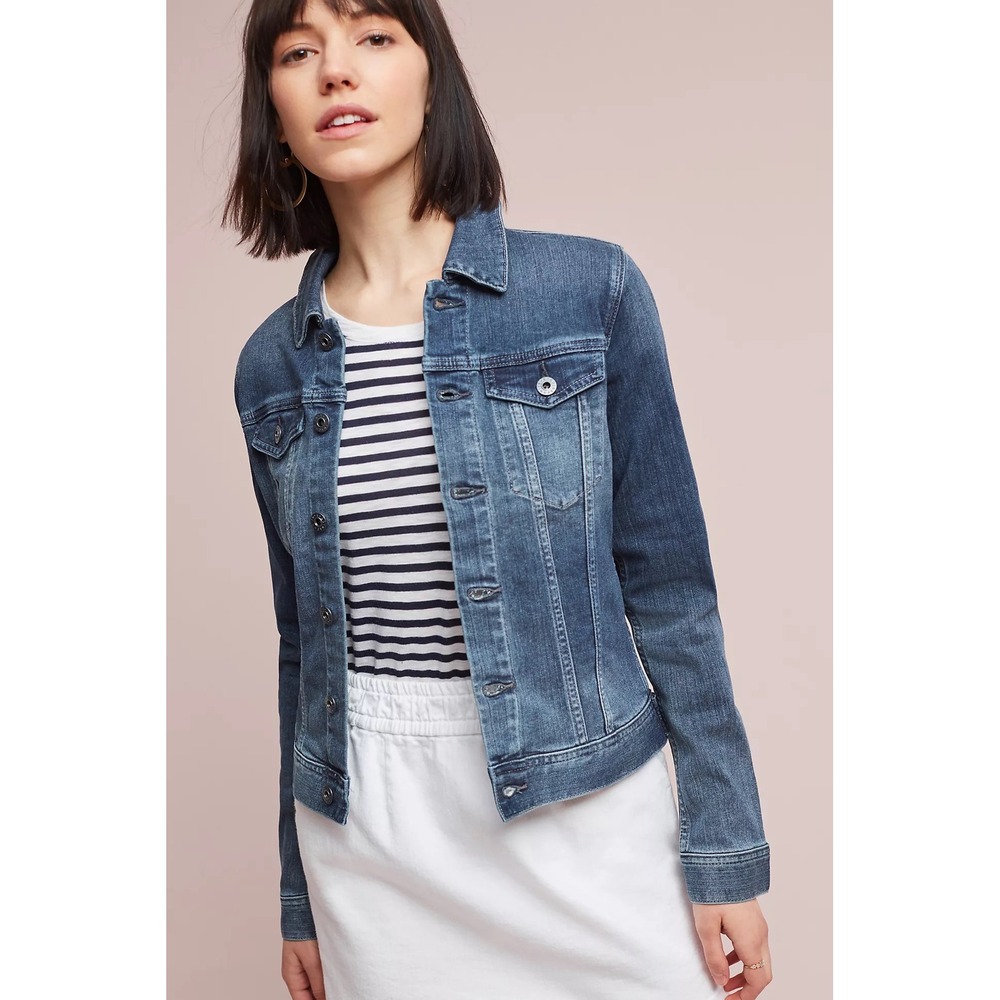 AG Adriano Goldschmied Robyn Jean Jacket Small Blue Stretch Denim Chic Classic